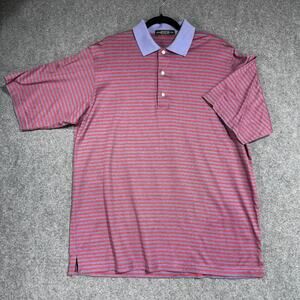 Carnoustie Men's Large Golf Polo Performance Short Sleeve Red Purple Stripe
